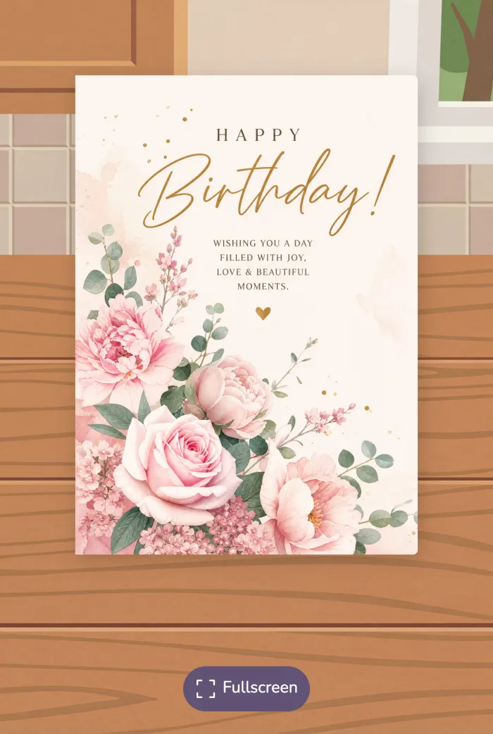 A birthday card opened on a phone