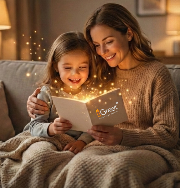 Person holding phone with AR card experience