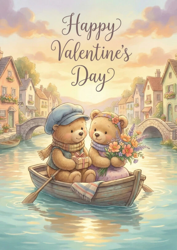 Sweet Valentine Bears Boat Ride