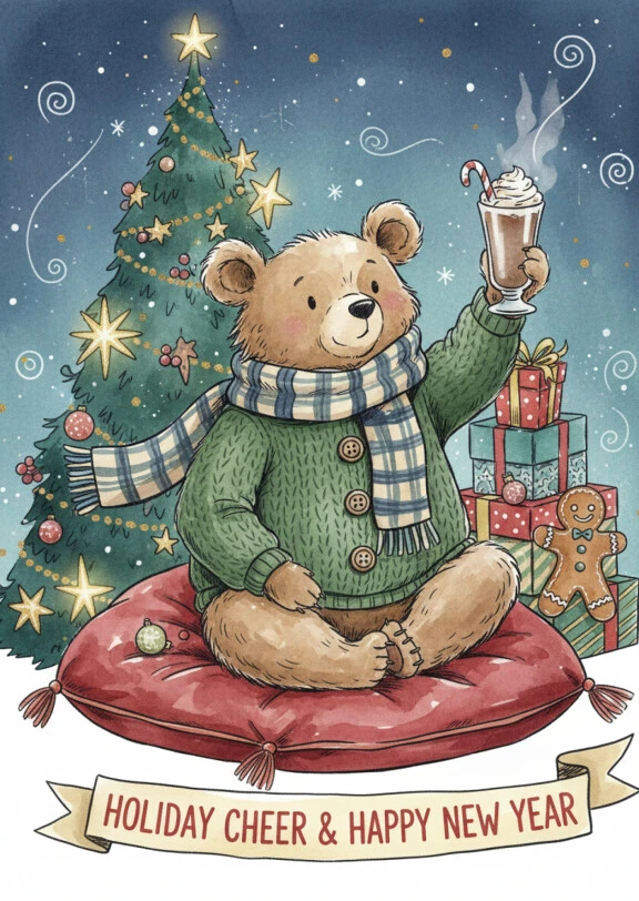 Festive Bear Holiday Wishes